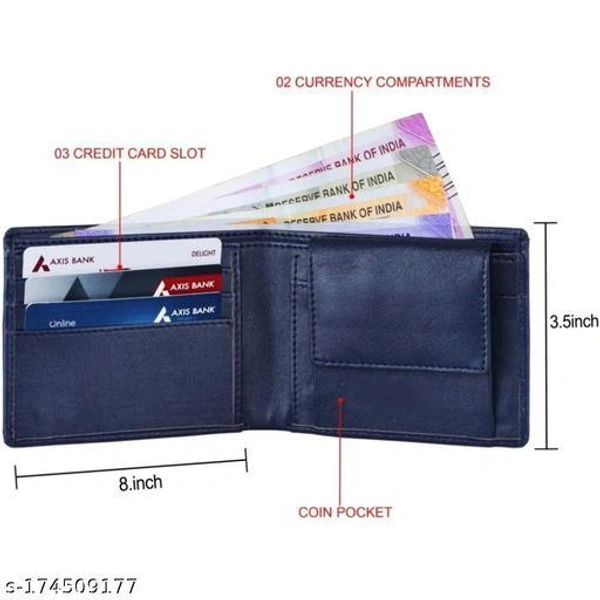 Latest Men Fashionable Brown wallet 3 Card slot - Blue