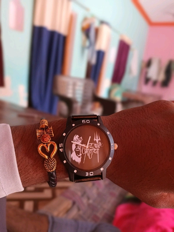 Stylish Men Mahadev Bracelet with Free Analog Watch