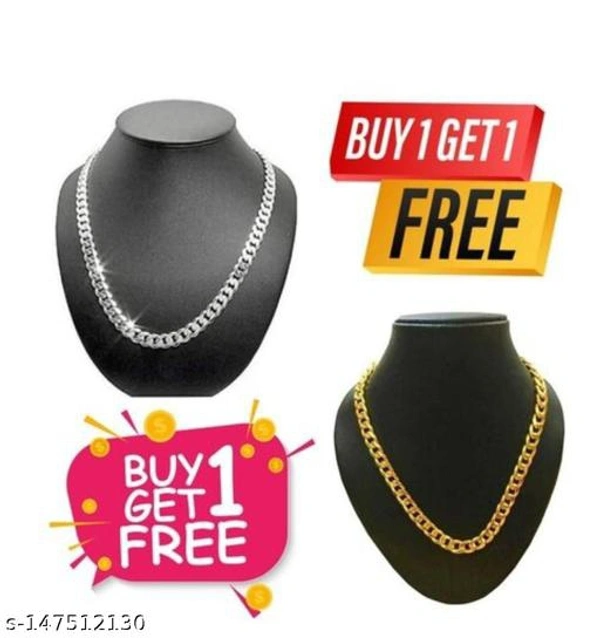 Gold -silver Necklace Chains for Boys Mens Girls Women Stylish Combo Party Wear, Gold -silver Plated Chain.*