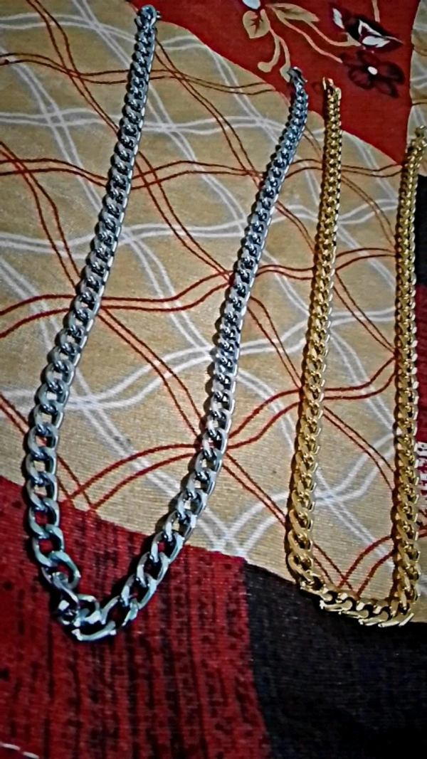 Gold -silver Necklace Chains for Boys Mens Girls Women Stylish Combo Party Wear, Gold -silver Plated Chain.*