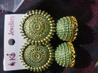 Twinkling Beautiful Kundan Jhumka For Girls and women. (Green Color) - Green, Free Size