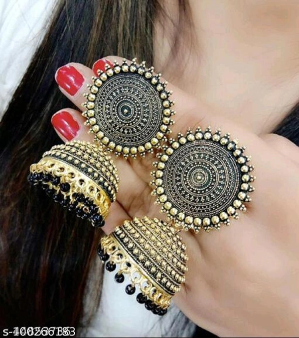 Twinkling Beautiful Kundan Jhumka For Girls and women. (Green Color) - Black, Free Size