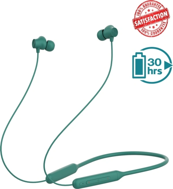 Trendy E60 Wireless with Fast Charge, 30 Hrs Battery Life, Earphones with mic Bluetooth Headset - Green Colour