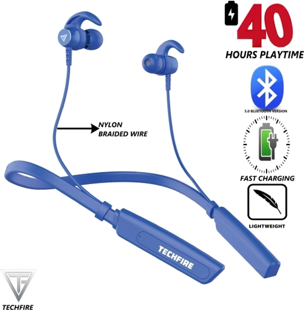 Fire 500v2 Neckband hi-bass Wireless Bluetooth headphone Bluetooth Headset - Blue