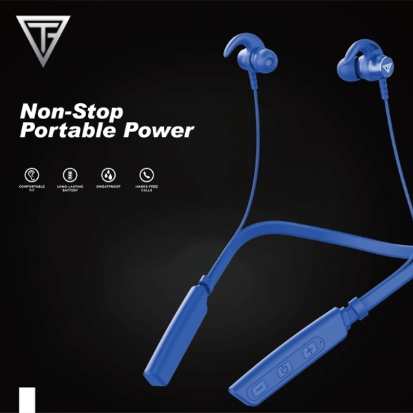 Fire 500v2 Neckband hi-bass Wireless Bluetooth headphone Bluetooth Headset - Blue