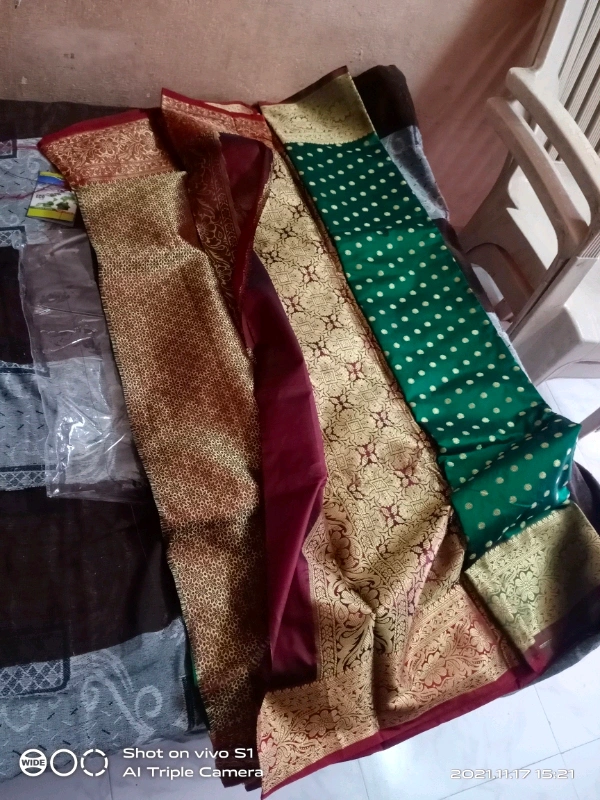 Cotton Silk Sarees   - Green