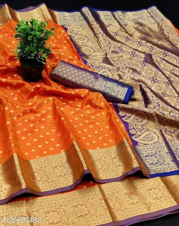 Cotton Silk Sarees   - Orange