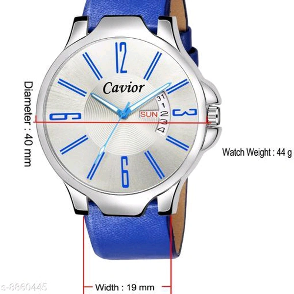 Mens Silver Day Date Analog Watch - Blue