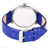 Mens Silver Day Date Analog Watch - Blue