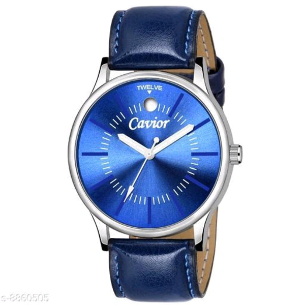Mens Silver Day Date Analog Watch - Dark Blue