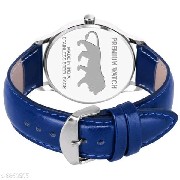 Mens Silver Day Date Analog Watch - Dark Blue