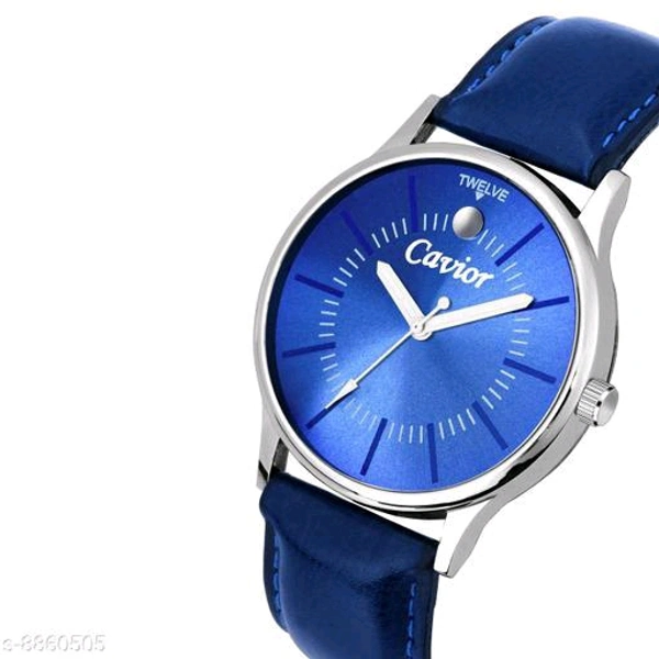 Mens Silver Day Date Analog Watch - Dark Blue