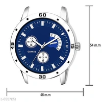 Classy Men Sliver Stainless Steel Analog Watch - Blue, Free Size
