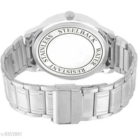 Classy Men Sliver Stainless Steel Analog Watch - Blue, Free Size