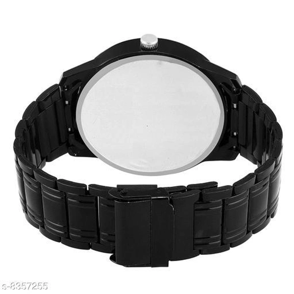 Classy Men Sliver Stainless Steel Analog Watch - Black, Free Size
