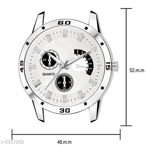 Classy Men Sliver Stainless Steel Analog Watch - White, Free Size