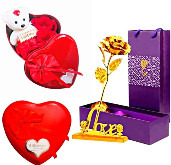 Piybha Store Artificial Flower, Soft Toy, Showpiece Gift Set