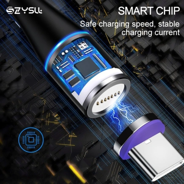 Tezos Magnetic Nylon Braided 3 in 1, Micro USB, Lightning 1.5 m USB Type C Cable