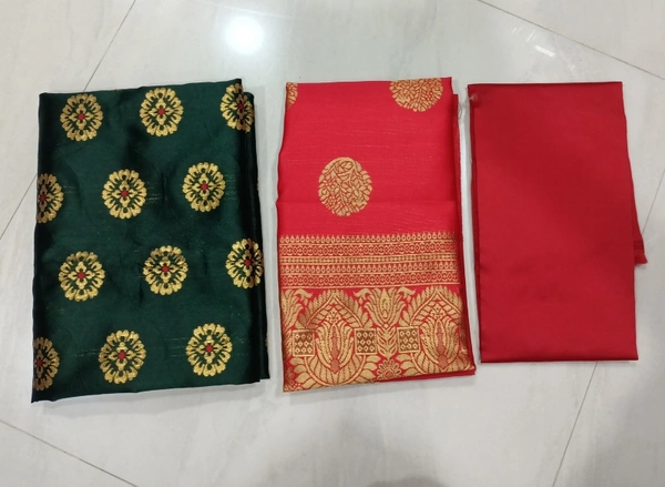 Women's Green Floral Zari Suits & Dress Materials - Un Stitched