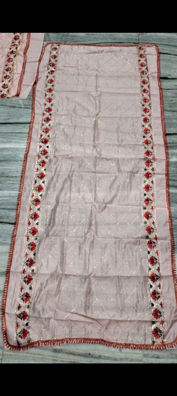 Women's Pink Embroideredi Cotton Suits & Dress Materials - Un Stitched