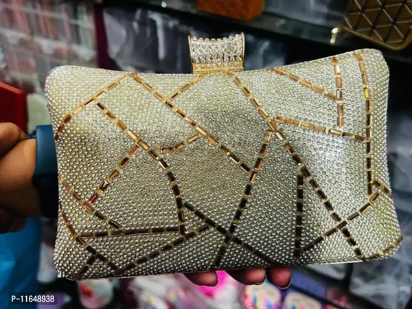 Elegant Party-wear Clutches For Women - Golden