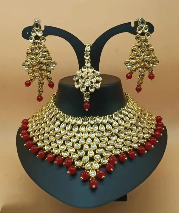KUNDAN CHOKER NECKLACE SET - Red