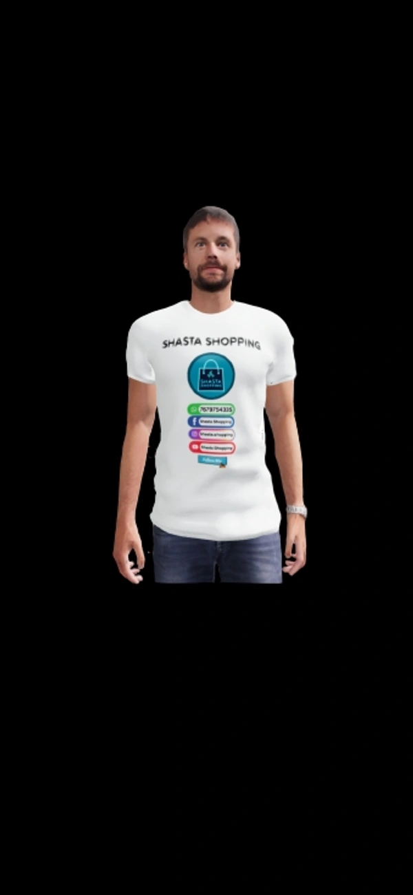 SHASTA SHOPPING White Customized Half Sleeve Men’s Cotton T-Shirt - White Colour, Cotton, M