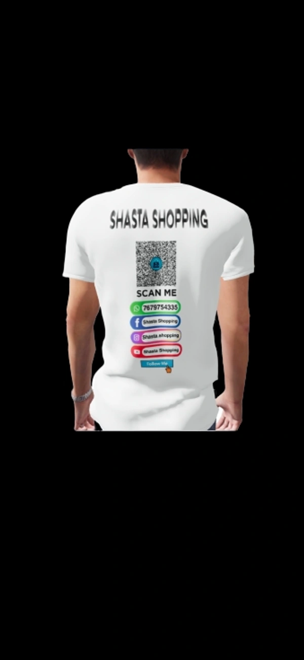 SHASTA SHOPPING White Customized Half Sleeve Men’s Cotton T-Shirt - White Colour, Cotton, M