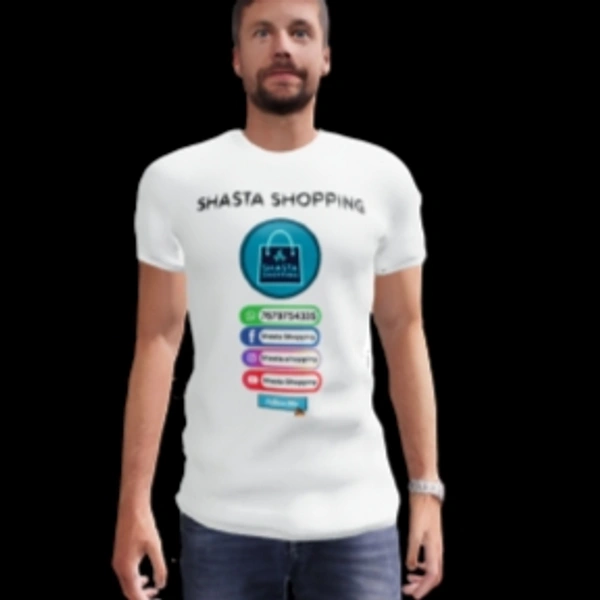 SHASTA SHOPPING White Customized Half Sleeve Men’s Cotton T-Shirt - White Colour, Cotton, S