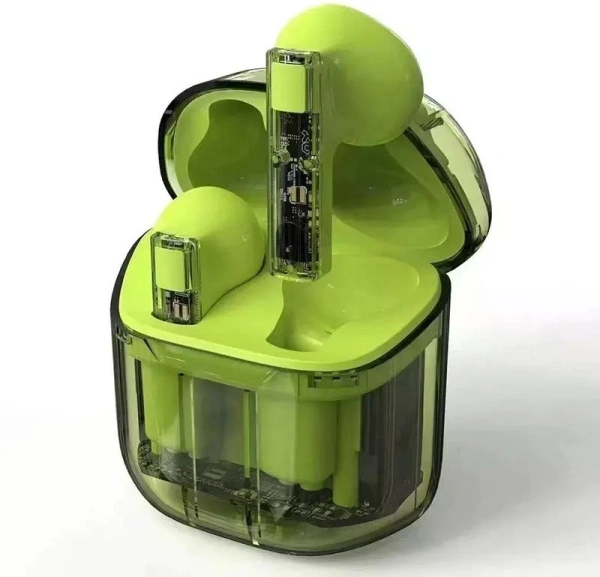 Phonoric YX - 06 Earbuds with Transparent Body and Case with built-in mic Bluetooth Headset - Green