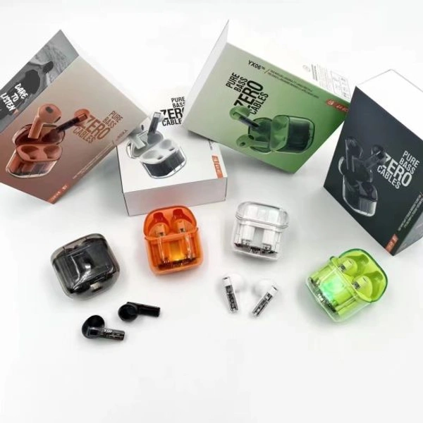 Phonoric YX - 06 Earbuds with Transparent Body and Case with built-in mic Bluetooth Headset - Green