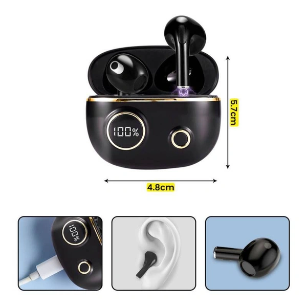 reason Bassbuds Vista Wireless Earbuds 12 hour battery Backup Bluetooth Headset - Black