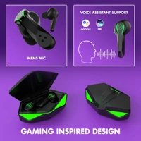 Wings Phantom Gaming TWS with 50ms Low Latency Bluetooth 5.3 Headset Bluetooth Gaming Headset - Black