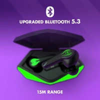 Wings Phantom Gaming TWS with 50ms Low Latency Bluetooth 5.3 Headset Bluetooth Gaming Headset - Black