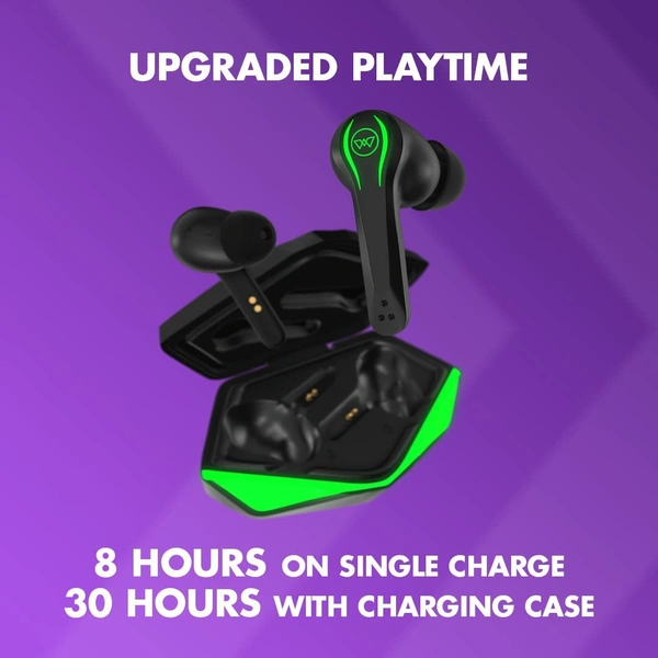 Wings Phantom Gaming TWS with 50ms Low Latency Bluetooth 5.3 Headset Bluetooth Gaming Headset - Black