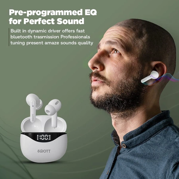 swott airLIT 006 Truly Wireless Earbuds - White