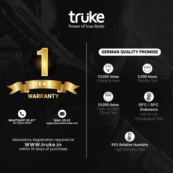 truke BTG Alpha Gaming TWS, 38H Playtime, 7RGB LEDs, AAC codec, Instant Pairing Bluetooth Headset - Black