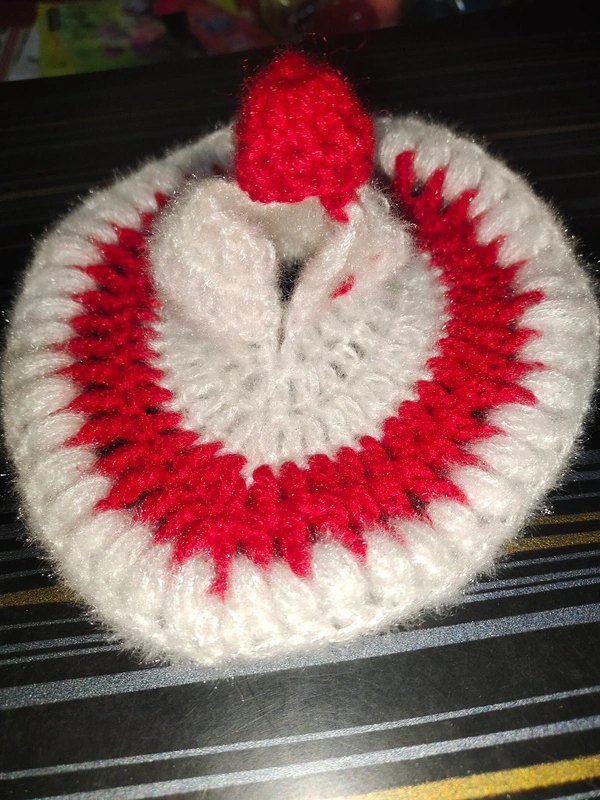 Laddu Gopal Christmas Winter Dress Combo With Cap - Red, 1