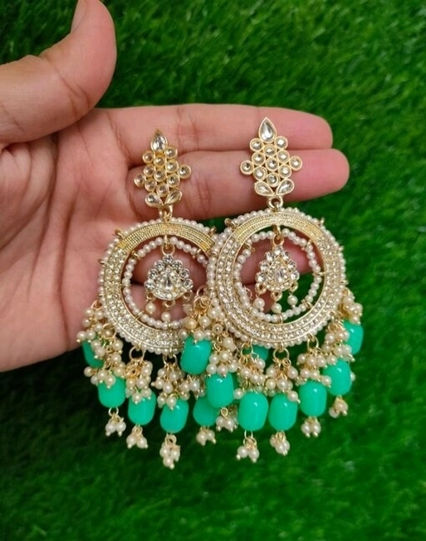 Beautiful Princess  Pearl's Earrings (Misty Green) Jhumkas  - adjustable 