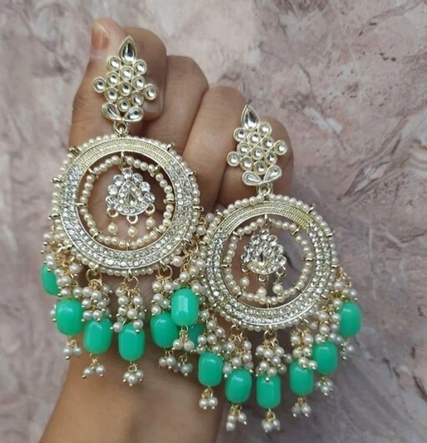 Beautiful Princess  Pearl's Earrings (Misty Green) Jhumkas  - adjustable 