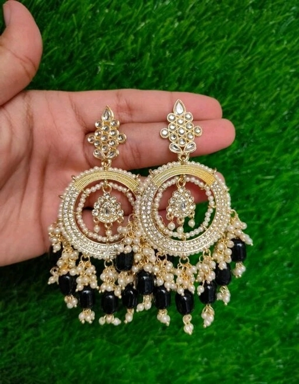 Beautiful Princess Pearl's Earrings (Black) Jhumaks  - adjustable 