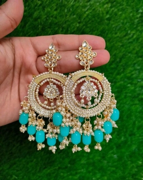Beautiful Princess Pearl's Earrings (Sky) Jhumkas  - adjustable 