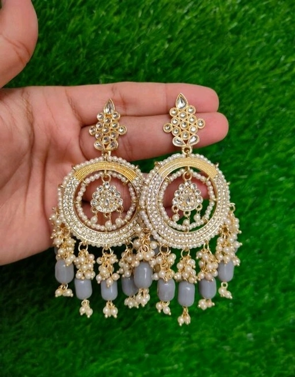 Beautiful Princess Pearl's Earrings ( Grey) Jhumkas  - Adjustable 