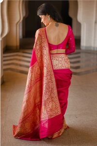 Handwoven moonga tussar silk kadhwa banarsi saree - free