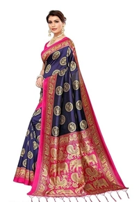 Animal Printed Art Silk Sarees  - Free Size 