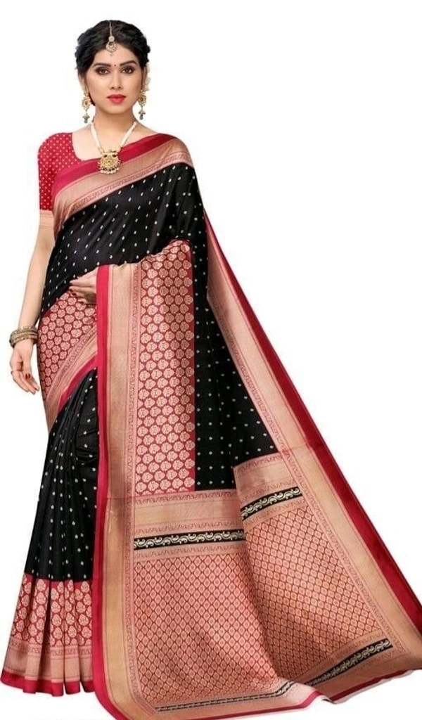 Printed Daily Wear Art Silk Sarees  - Free Size 