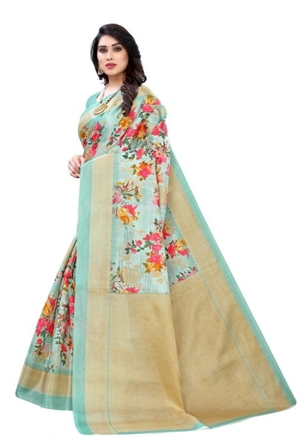 Printed  Daily Wear Khadi  Silk Sarees  - free