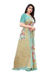 Printed  Daily Wear Khadi  Silk Sarees  - free