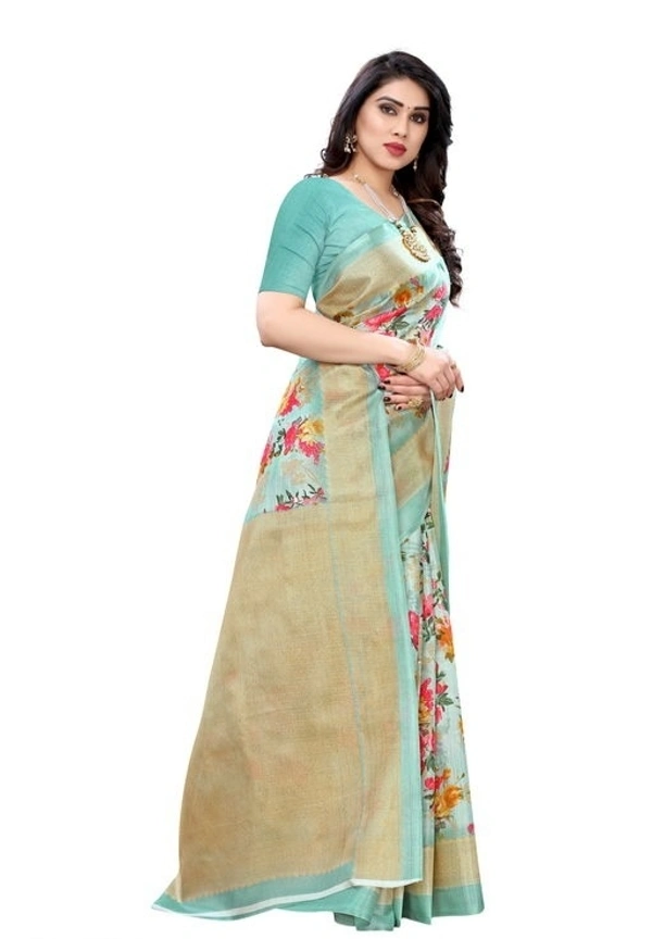 Printed  Daily Wear Khadi  Silk Sarees  - free