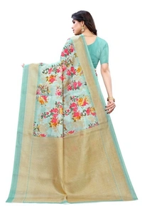 Printed  Daily Wear Khadi  Silk Sarees  - free